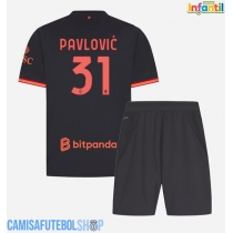 Camisa de time de futebol AC Milan Strahinja Pavlovic #31 Replicas 3º Equipamento Infantil 2026-27 Manga Curta (+ Calças curtas)